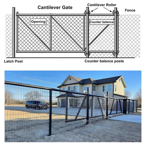 Heavy Duty Mini Cantilever Gate Rollers Built Tough With Durable Cast Steel Track Wheels For 2 3 8 Inch Posts and smooth chain link gate