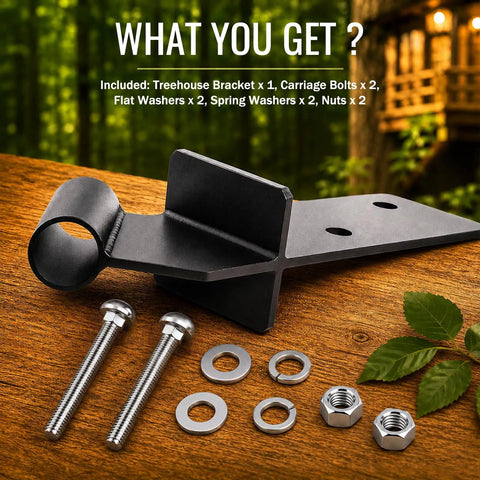 Knee Brace Hardware Kit 1.25 Inch Knee Bracket Compatible, 9-Piece Set on wood surface with bolts, washers, and nuts