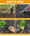 Steps to install Weed Barrier Landscape Fabric 4 Foot By 100 Foot Woven Ground Cover For Gardening And Landscaping with polypropylene and stakes.