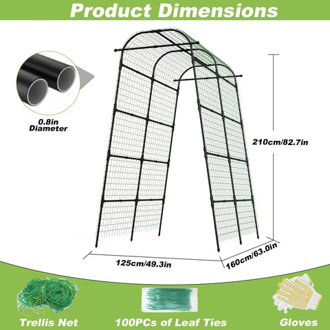 Super Sturdy 7 Foot Garden Arch Trellis For Climbing Plants In Backyard Raised Beds Heavy Duty Coated Metal Arbor dimensions