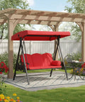 Red 75 By 47 Inch Heavy Duty Waterproof Outdoor Swing Canopy Cover With Side Grommets 210D Oxford Fabric Replacement For Patio Swings