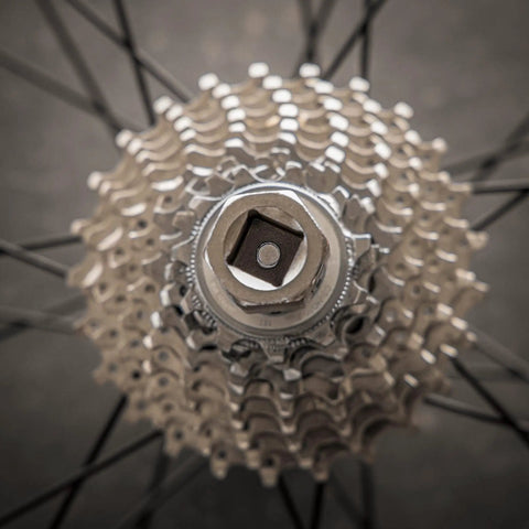 Cassette hub close-up showing Shimano And Sram Cassette Lockring Tool For Quick Hassle Free Install And Removal Of 12 Internal Spline Cassettes
