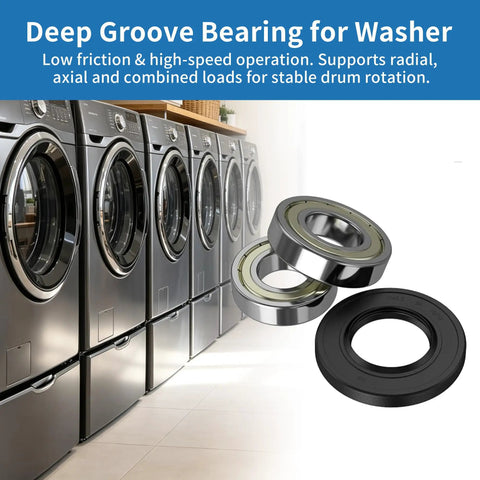 Premium Washer Tub Bearing And Seal Kit For Front Load Washers includes deep groove bearings and seals for quiet operation.