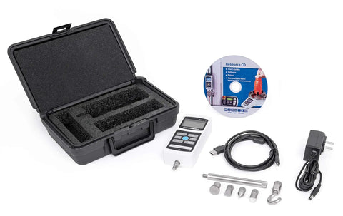 Tough As Nails Digital Force Gauge delivering nail splitting precision with accessories and case for lab calibration.
