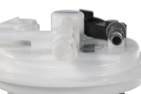 Heavy Duty Fuel Pump Module With Guide Rod Alignment And Jet Pump Reservoir For Fast Drop Install Without Fuel Level Sensor close-up viewed from the top.