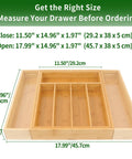 Expandable Bamboo Drawer Organizer For Kitchen Utensils Adjustable Silverware Tray With Dividers Medium Size Fits Most Drawers from 11.5 to 17.99 inches wide