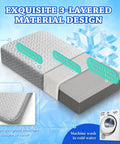Premium Cooling Cube Pillow For Side Sleepers With Neck Pain Relief Adaptive Memory Foam layered design showing cover and inner materials.