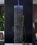 Top Shelf Ceiling Shower Faucet Set Featuring Handheld Sprayer And 12 Inch Led Rainfall Head black wall shower system with sleek design