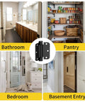 3 Pack Self Closing Door Hinges 3.5 Inch Spring Loaded Pivot Hardware For Garage Front Back Door shown in various home settings.