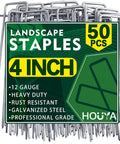 50 Pack 4 Inch Landscape Staples 12 Gauge Galvanized Heavy Duty Ground Stakes Anti Rust Beveled Garden Pins For Weed Barrier