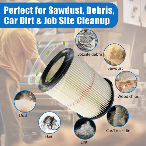 Two Pack Cartridge Filter For Wet Dry Vacs Fits 5 Gallon Through 32 Gallon And Larger Compatible With 17816 9 17816 Vacuum Cleaners