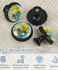 Yellow Dandelion Crystal Glass Cabinet Knobs And Drawer Pulls Super Sleek Furniture Hardware With Stainless Screws For Kitchen Cupboards Dressers 4 Pack on textured fabric background.
