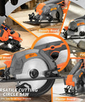 Heavy Duty Brushless Cordless Circular Saw Features 21 Volt 1500 Watt Motor delivering cuts through density board, solid wood, PVC pipe.