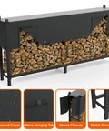 Heavy-Duty 8 Foot Firewood Rack With Weatherproof Cover And Carry Bag For Indoor Or Outdoor Use, stacked logs visible