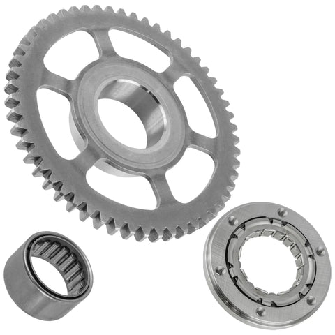 Badass Heavy Duty Starter Clutch Gear Idler And Needle Bearing One Way Roller Kit showing steel gear, needle bearing, and roller.