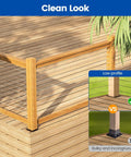 Deck with railing support using 4x4 Wood Post Plate Connector And Post Base Bracket Black For Deck Fence Porch Railing Support