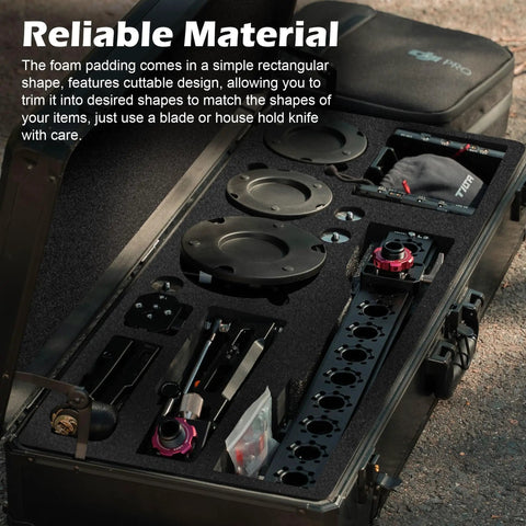 Badass 6 Pack Polyurethane Foam Sheets 16x12x1 Inch Cuttable Inserts supporting tools and gear in a sturdy toolbox.