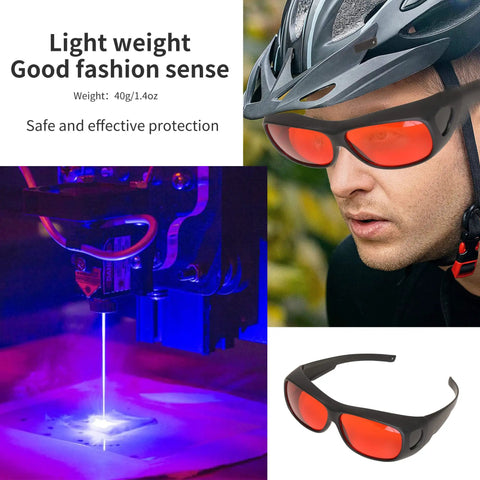 Heavy Duty Laser Safety Goggles Designed For Blue And Green Lasers Spanning 190 To 540 Nm Spectrum ideal for engraving, worn during laser work.
