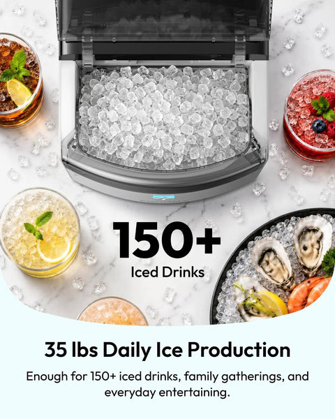 premium_countertop_nugget_ice_maker_rapidly_chills_your_kitchen_with_up_to_35_pounds_of_smooth_crushed_ice_daily_featuring_a_lightning_fast_five_minute_production,_zero_hassle_self_cleaning,_and_game_changing_reliable_build_for_every_busy_american_househo_ice_ready_for_drinks_with_various_beverages_surrounding_it