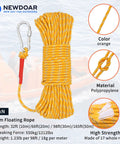 Hella Tough 6 mm Braided Floating Dock Rope With Bright Reflective Markings And Heavy Duty Swivel Hooks For Boat Anchoring Campouts And Lake Days Yellow Twenty Meter Line Rock Solid Build displayed on a water background.