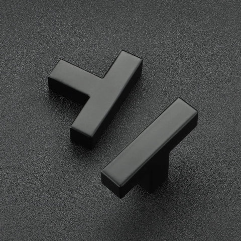 30 Pack 2 Inch Square Cabinet Pulls Matte Black Stainless Steel Kitchen Drawer Pulls close-up view on black textured background.