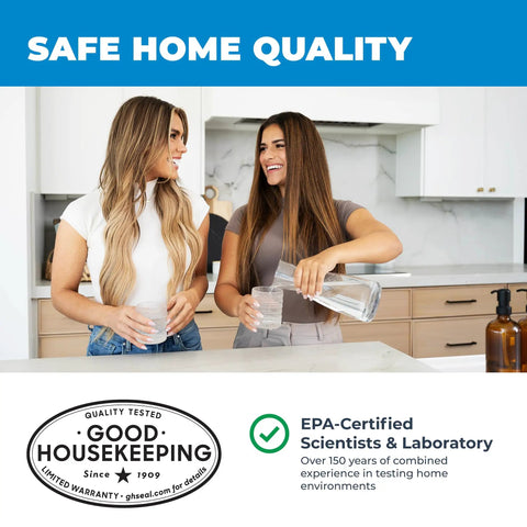 Women checking water quality with the Real Talk 12 Parameter Drinking Water Test Kit For City Tap And Well Water Check Including Rapid Test Strips To Verify Home Water Quality With Zero Hassle Or Stress.