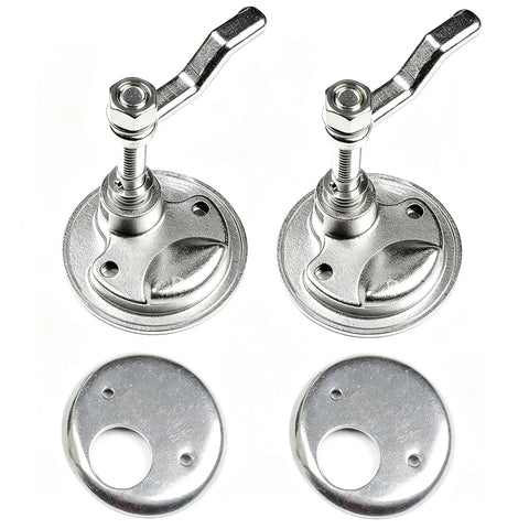 Rock Solid 316 Stainless Steel Marine Cam Hatch Latches With Smooth Flush Pull Handles, Built Tough Saltwater Safe Deck Seals For Bass And Sailboats, Heavy Duty Set Included - Close-up of two latches and mounting plates.