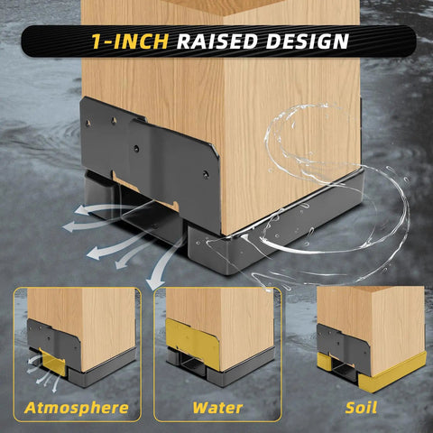 Heavy Duty 6x6 Post Base Brackets For Wooden Posts Fence Or Concrete Install Fits 5.5x5.5 Inch Posts Black 6 Pack Post Anchor Base Holder Kit For Gazebos Fences Mailboxes And Other Wood Or Concrete Projects
