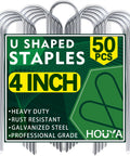 50 Pack 4 Inch U Shaped Galvanized Garden Stakes For Drip Irrigation And Landscape DIY Projects Ground Pins