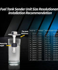 Top Shelf Marine Fuel Sending Unit Serves Up Dead Accurate Readings With 240 To 33 Ohms Resistance And Built Tough Four Inch Float Arm For Boat Gas Tank Level Sender Replacement dimensions chart with sender sizes and installation recommendations.