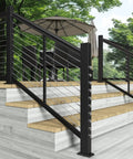 Stunning view of Top Shelf 20 Pack 1/8 Inch Invisible Cable Railing Kit with T316 stainless steel fittings on stairs.