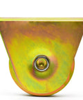 Built Tough 3.5 Inch V Groove Gate Wheel For V Profile Sliding Tracks With Sealed Bearings flat mount design with bright finish.