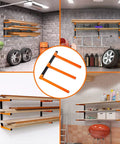 Heavy Duty Wall Mounted Lumber Storage Racks Wood Organizer 3 Level Metal Shelves Pack Of 4 in garage settings