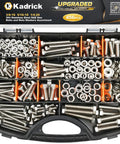 Built Like Iron 456 Piece Stainless Steel Bolt And Nut Assortment Kit Packing organized hex fasteners with flat washers in carrying case.