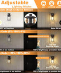Heavy Duty Motion Sensor Outdoor Wall Lights Dusk To Dawn Porch Light Brown Waterproof Fixture with adjustable modes and sensing range.