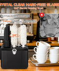 Commercial Glass Polisher And Bar Washer Delivers Crisp Spotless Shine With Smart Warm Air Blast Paired With Food Safe Bristles Handling Three Hundred Thirty Glasses Hourly A Total Hustle Saver For Busy Bars with electric rotating brush.