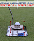 Putting Mirror Alignment Training Aid For Golfers With Built In Eye Alignment Mirror And Stroke Path on green grass mat