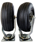 Drop Dead Solid 10 Inch Swivel Pneumatic Casters Rolling Like Butter On Black Rubber Tires With Sturdy Zinc Plates and True 360 Degree Spin