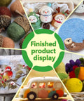 Collage of wool projects including animals, decor, and felted figures made with Ultimate Needle Felting Tool Kit For DIY Wool Projects.