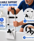Heavy Duty Bathroom Safety Grab Rail For Seniors With No Fuss Snaps Right Onto 3.4 To 6.6 Inch Walls Rust Resistant Steel Bar Keeping You Secure Without Drilling Trouble, supports 300 lbs.