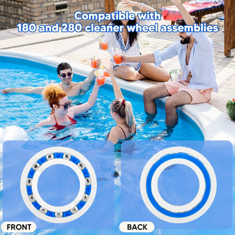 Heavy Duty C60 Wheel Ball Bearings For Polaris Pool Cleaners 180 280 Quattro Sport Replacement Parts, shown in front and back views.
