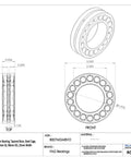 Rock Solid Double Row Spherical Roller Bearing Measuring 50 By 90 By 23 Millimeters featuring tapered bore and steel cage, detailed dimensions chart.
