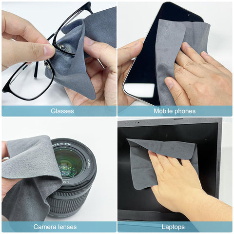 10 Pack Microfiber Cleaning Cloths For Electronics, Camera Lenses, Eyeglasses, Phones And Laptops used on various devices