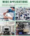 M4 White Nylon Pan Head Screw Kit featuring 360 pieces, shown in wide applications like repair and decor tasks.