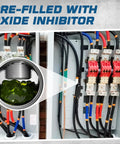 Image of electrical panel showcasing Four Pack Inline Splice Connector For Two Zero To Six AWG Cables Black Insulated.