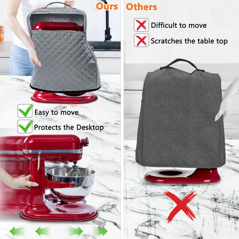 Heavy Duty Stand Mixer Cover With Smooth Glide Appliance Sliders For No Sweat Kitchen Moves And Hella Sturdy Dust Seal With Spacious Accessory Pockets For All Standard Mixers on countertop.