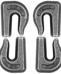 Three Eighth Inch Weld On Grab Hook Set G70 Forged Steel WLL 6600 Lb four pack with slanted bottoms for easy welding