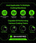 Infographic displaying compatibility of Three Sixteenth Inch Shank Carbide Square End Mill 4 Flute CNC Cutter with various machines and tasks.