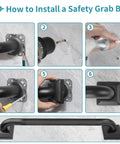 How to install Solid As A Rock Premium Stainless Steel Shower Grab Bars For Seniors with step-by-step images.
