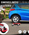 Rock Solid Wheel Dolly Set With Hydraulic Tire Jack And Twin Rollers 6000 Lbs Capacity Rust Proof Steel Auto Service Kit for easy garage moves with 4 swivel casters.